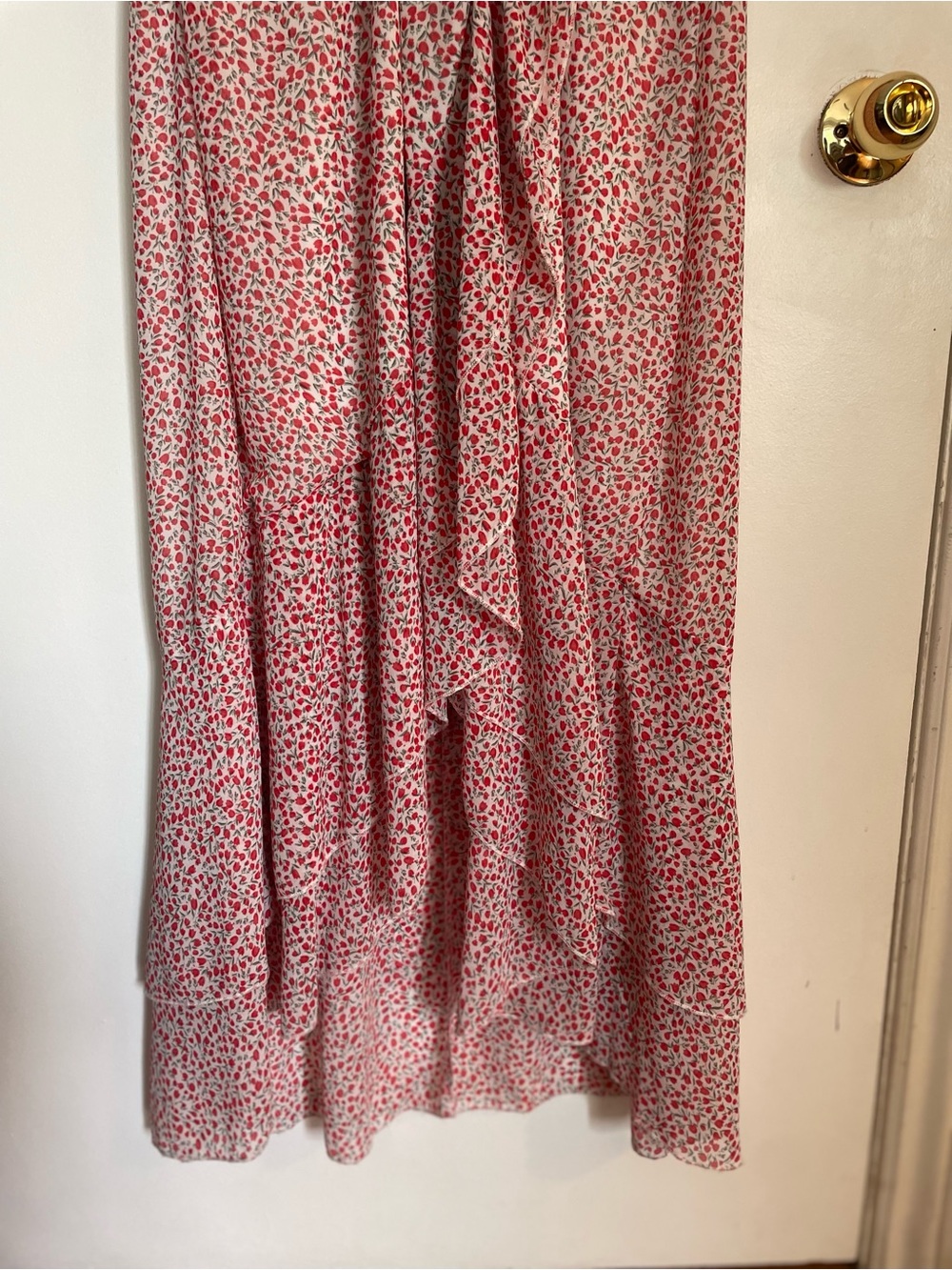 Designer Mini-Floral Ruffle Hi-Low Maxi Dress - Picture 7 of 15